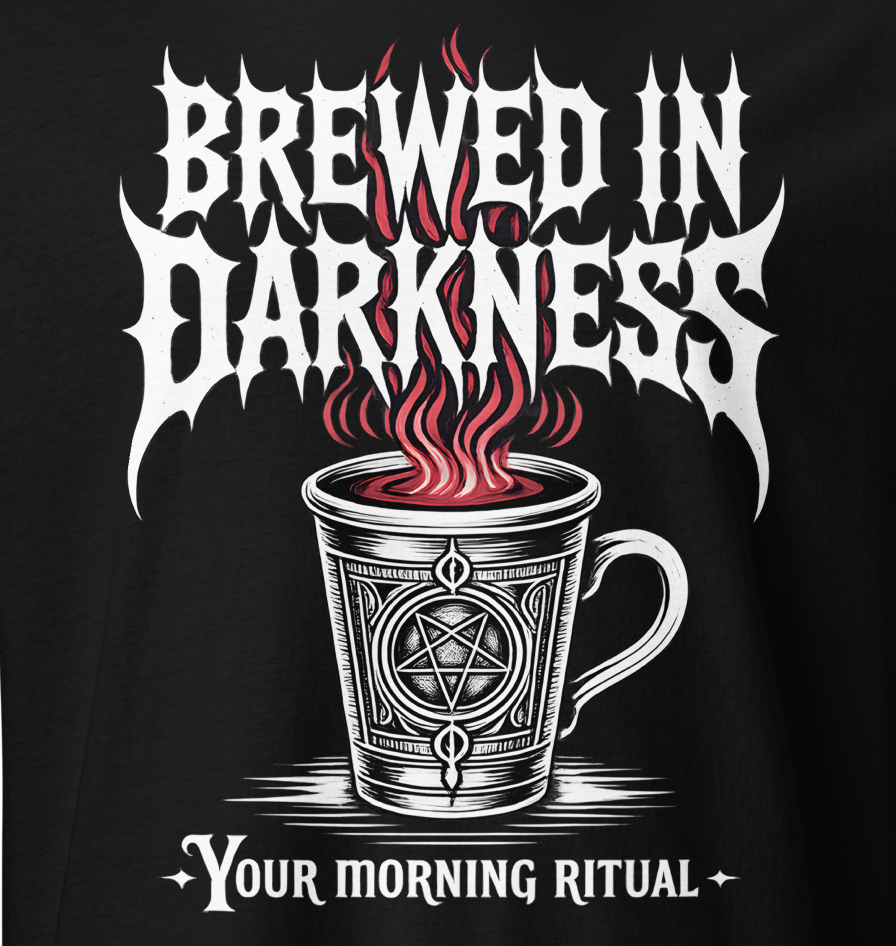 Brewed in Darkness T-Shirt | Metal x Coffee | Heavy Metal Gift