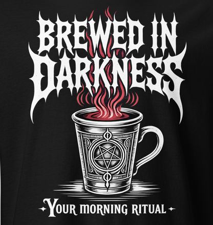 Brewed in Darkness T-Shirt | Metal x Coffee | Heavy Metal Gift